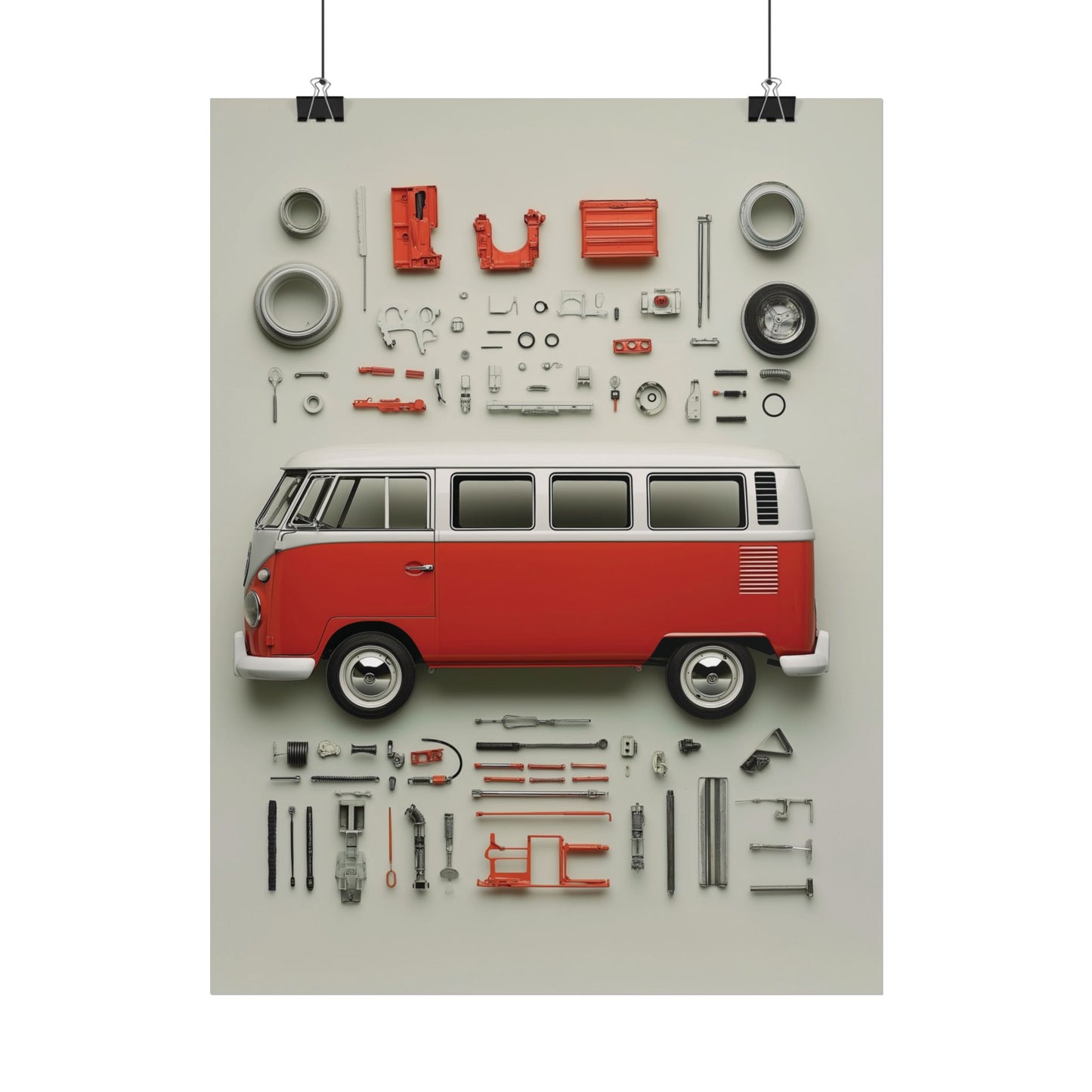 Red Classic Van Rolled Poster