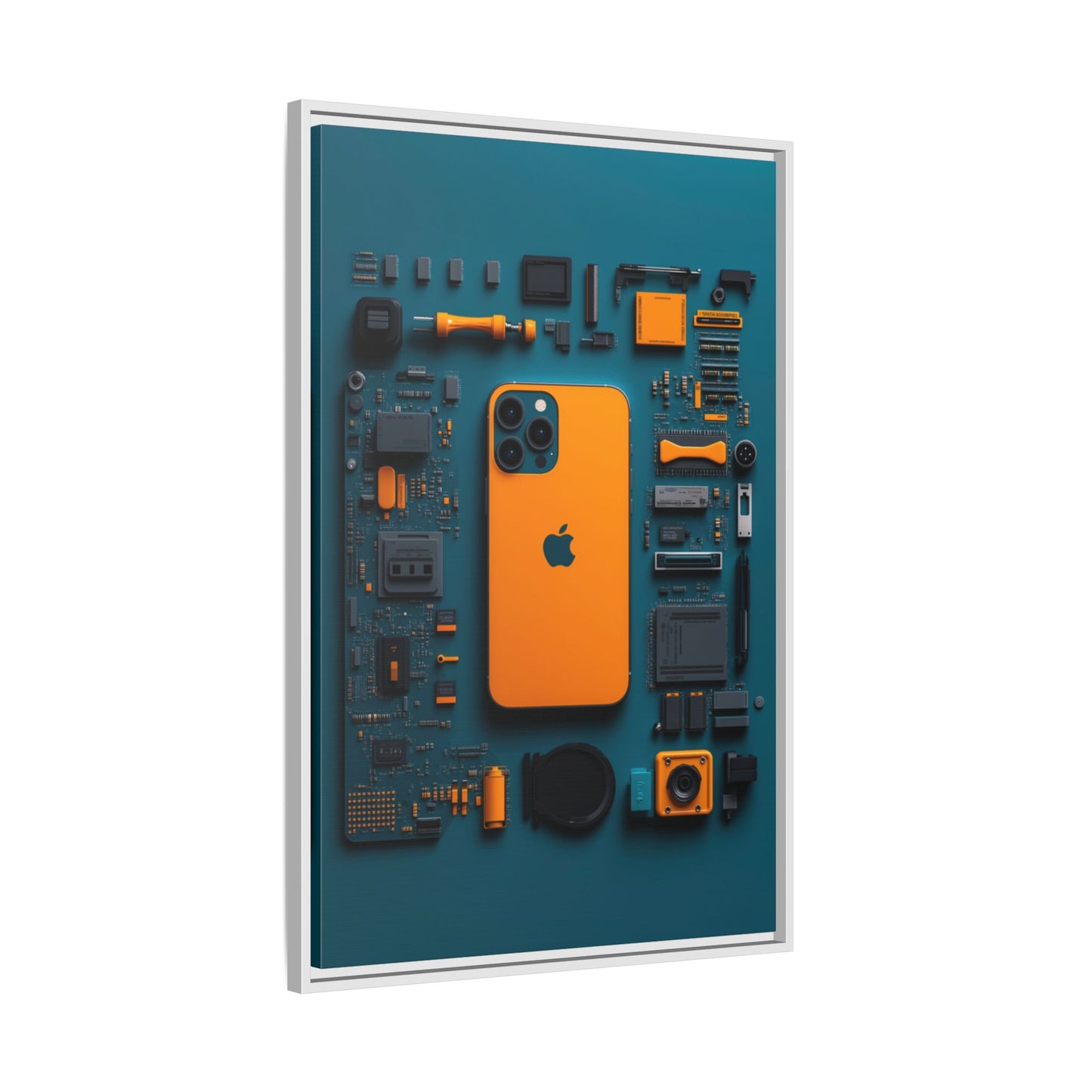 IPhone Orange Framed Canvas