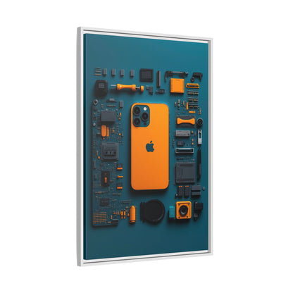 IPhone Orange Framed Canvas