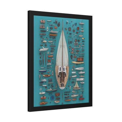 Sailboat Blue Framed Poster US