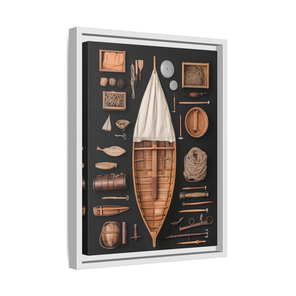 Wood Boat Framed Canvas