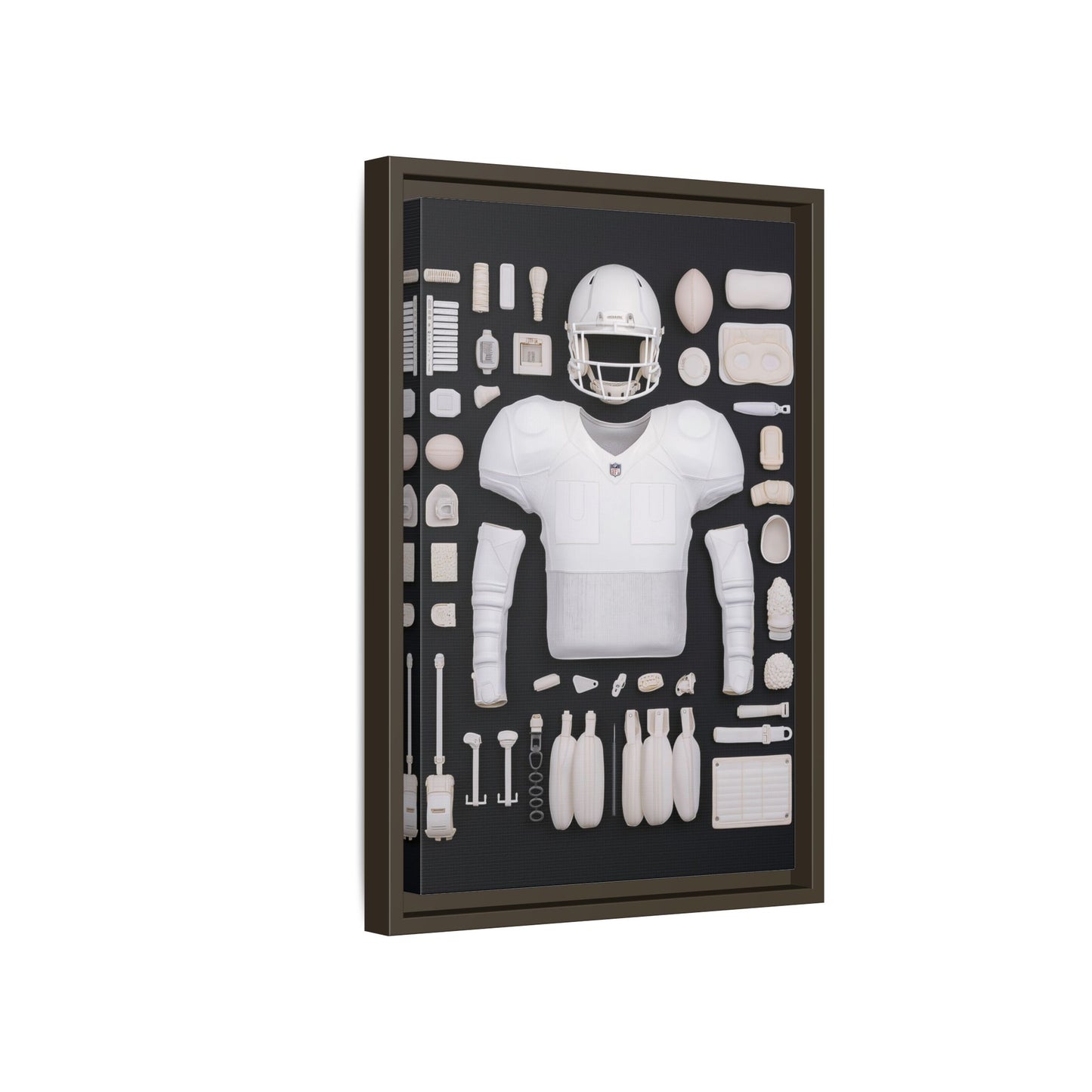 American Football Black Framed Canvas