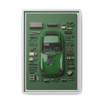 Green Classic Porsche Framed Canvas