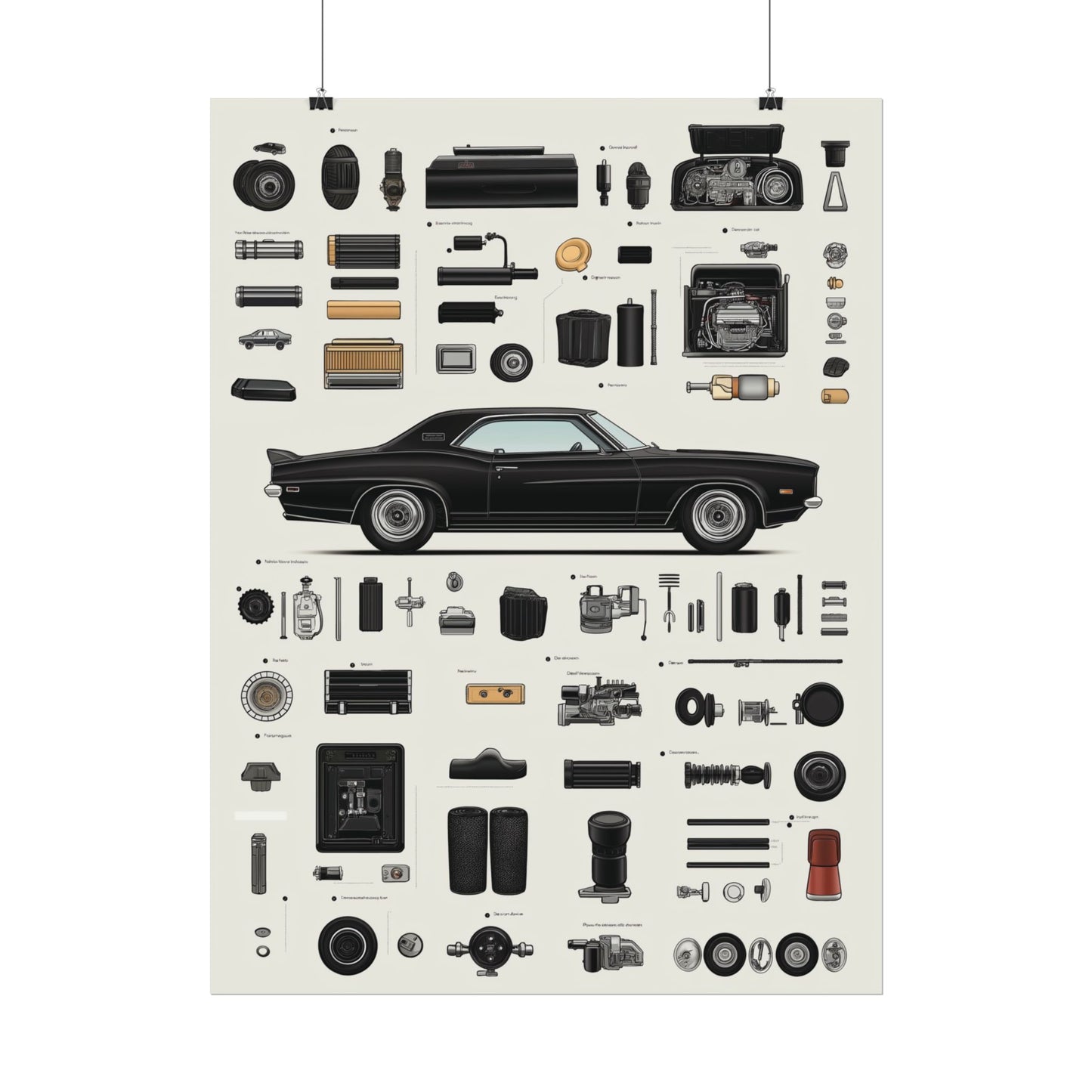 Black Mustang Rolled Poster