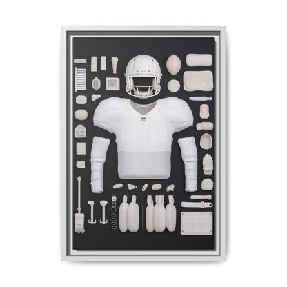 American Football Black Framed Canvas
