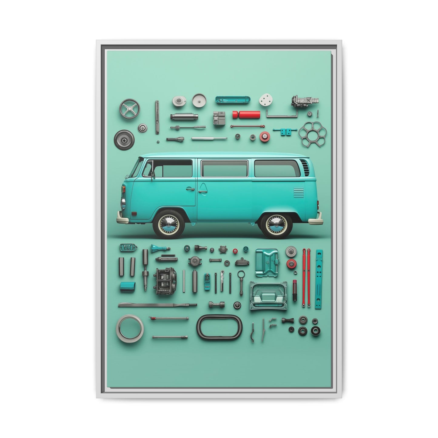 Blue Classic Van Framed Canvas