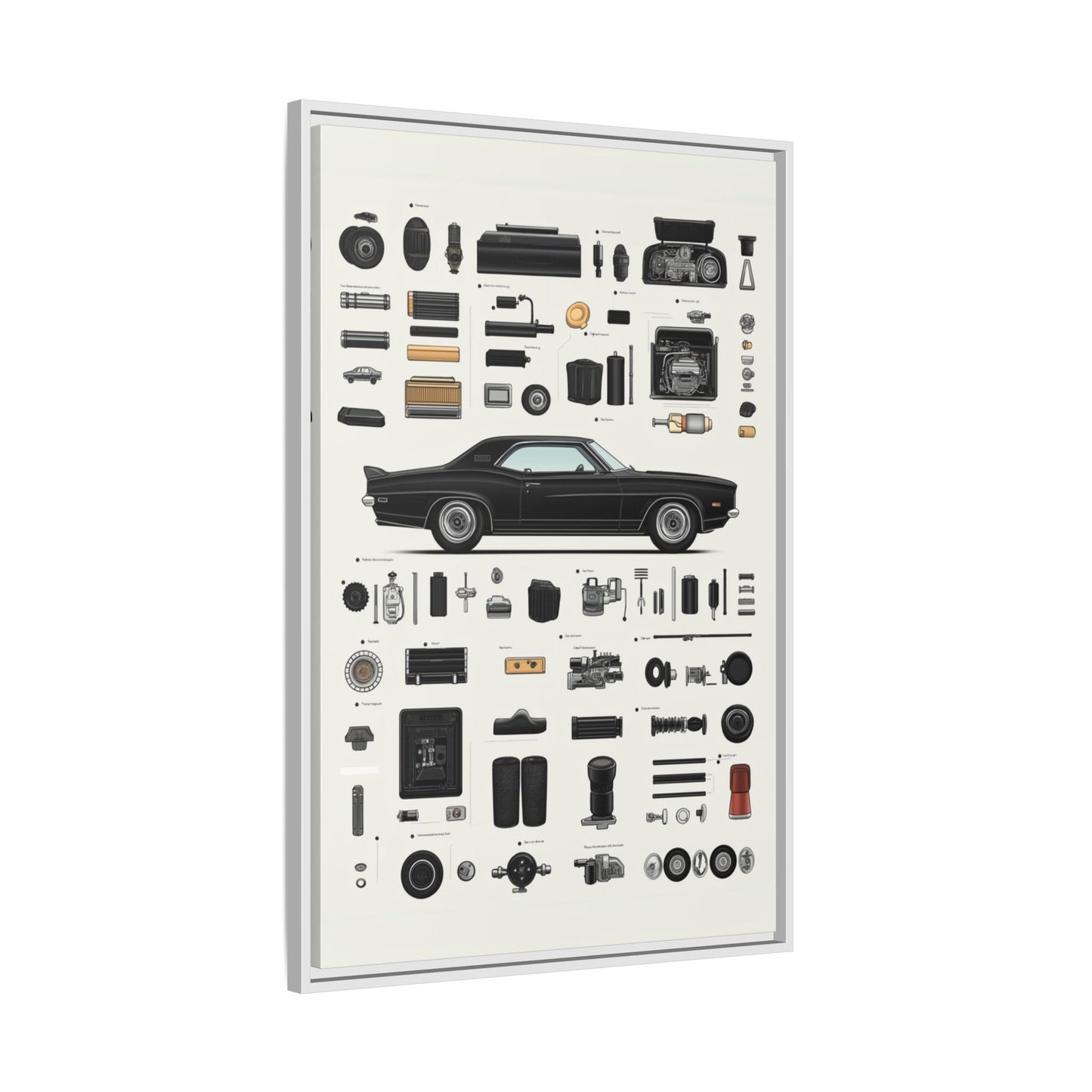 Black Mustang Framed Canvas