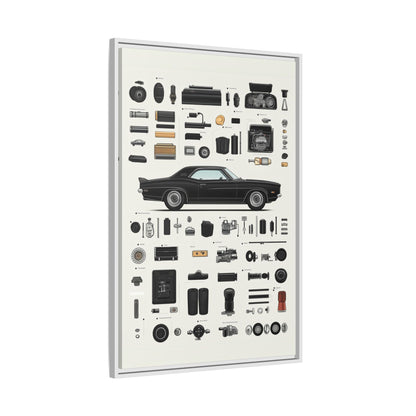 Black Mustang Framed Canvas