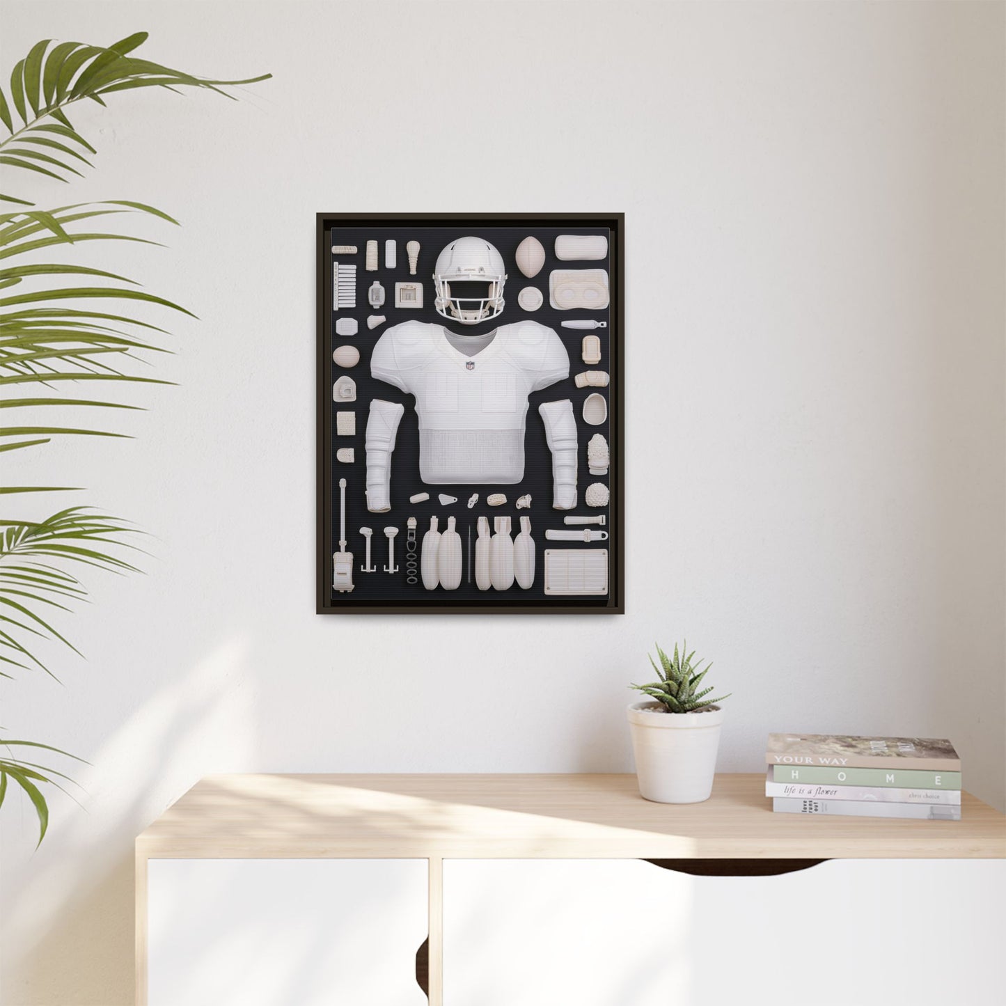 American Football Black Framed Canvas