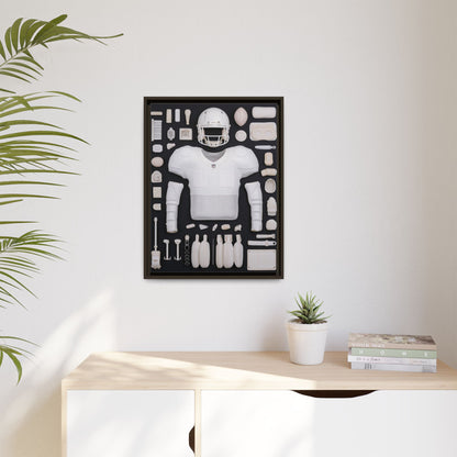 American Football Black Framed Canvas