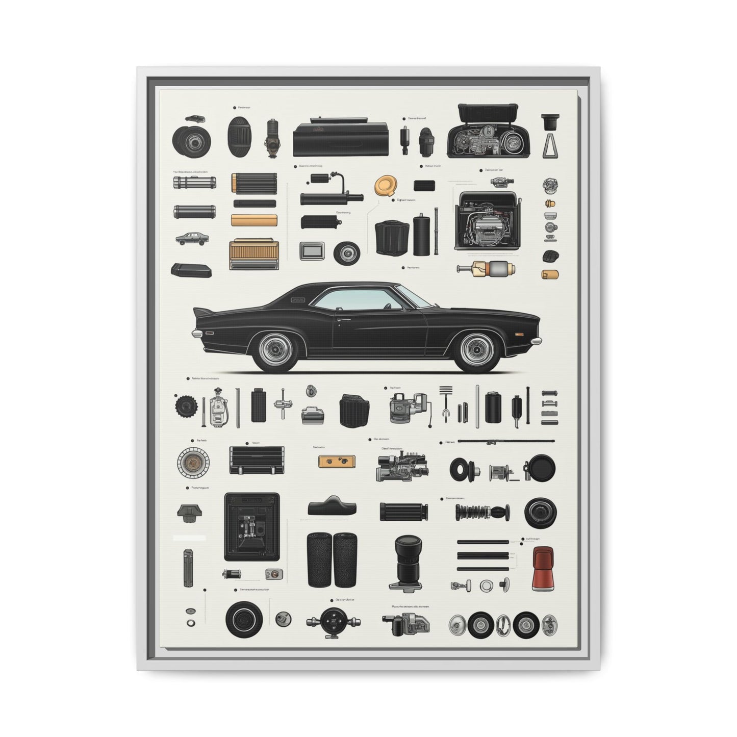 Black Mustang Framed Canvas