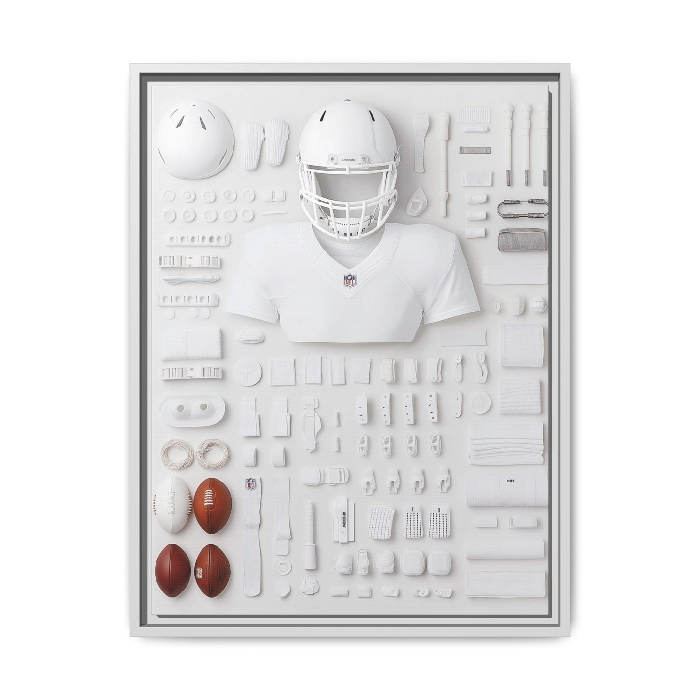 American Football Equipment Framed Canvas