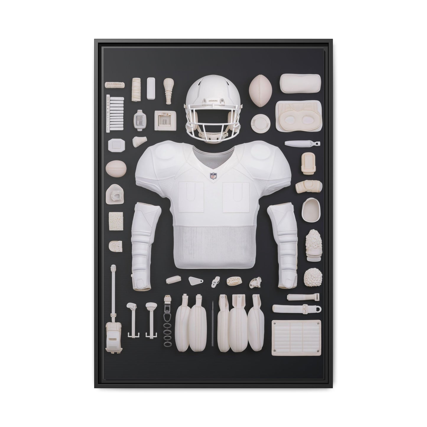 American Football Black Framed Canvas