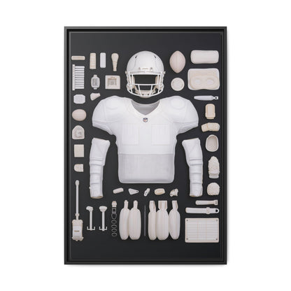 American Football Black Framed Canvas