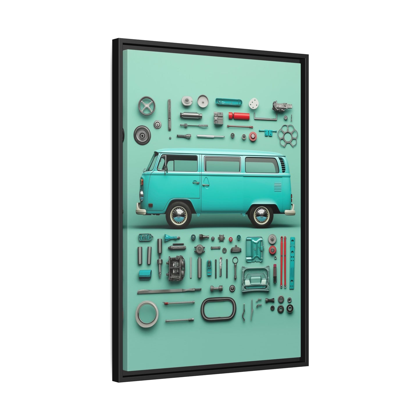 Blue Classic Van Framed Canvas