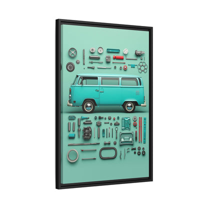 Blue Classic Van Framed Canvas
