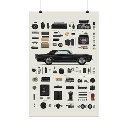 Black Mustang Rolled Poster