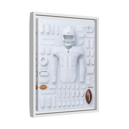 American Football White Framed Canvas