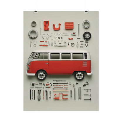 Red Classic Van Rolled Poster