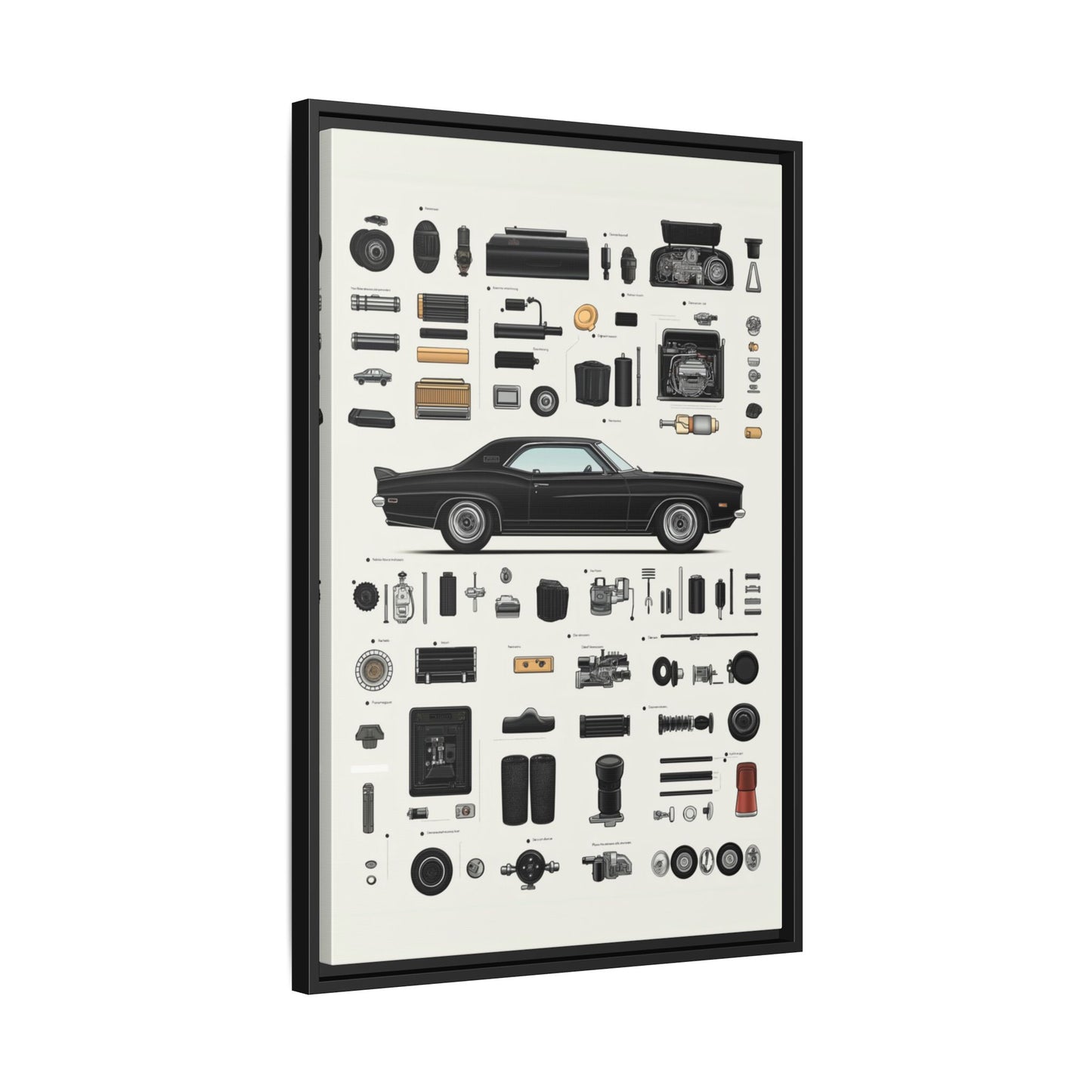 Black Mustang Framed Canvas