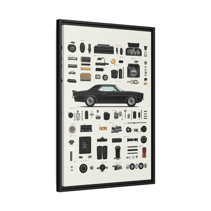 Black Mustang Framed Canvas