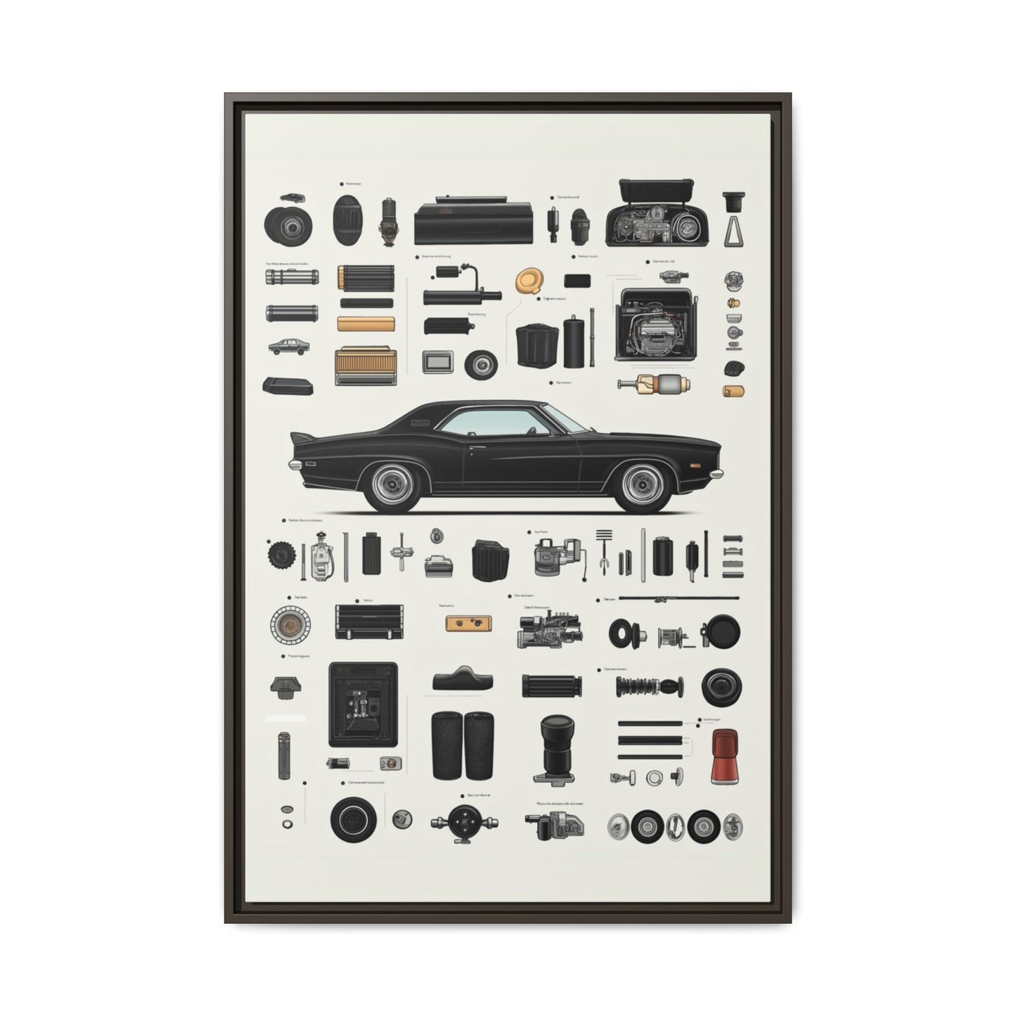 Black Mustang Framed Canvas