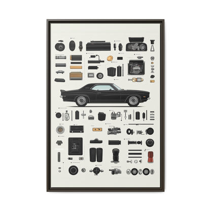 Black Mustang Framed Canvas