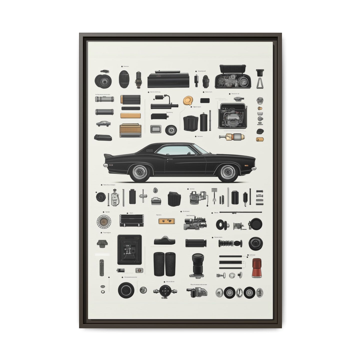 Black Mustang Framed Canvas