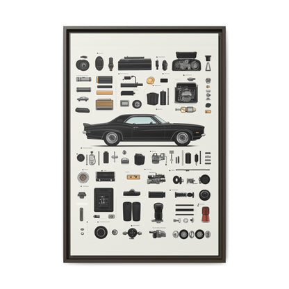 Black Mustang Framed Canvas