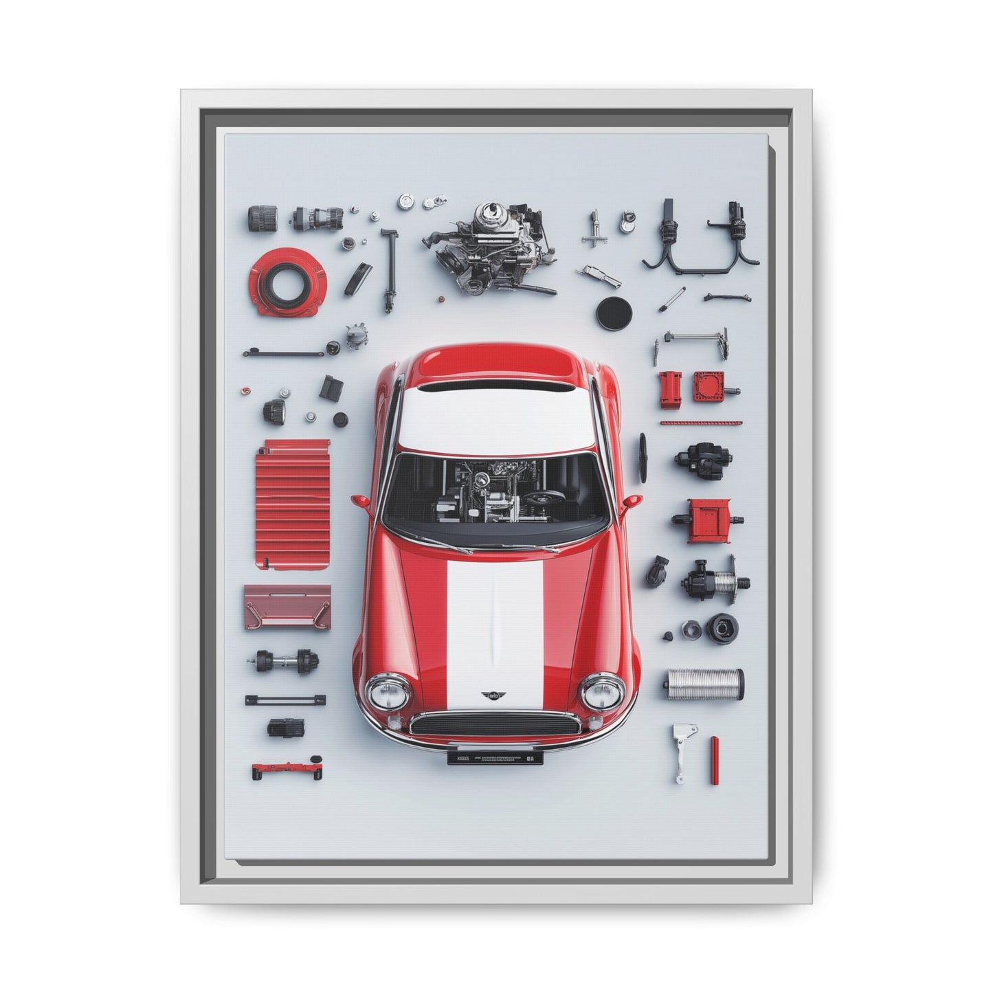 Mini Cooper Mod Framed Canvas