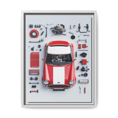 Mini Cooper Mod Framed Canvas