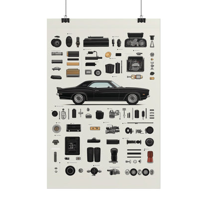 Black Mustang Rolled Poster