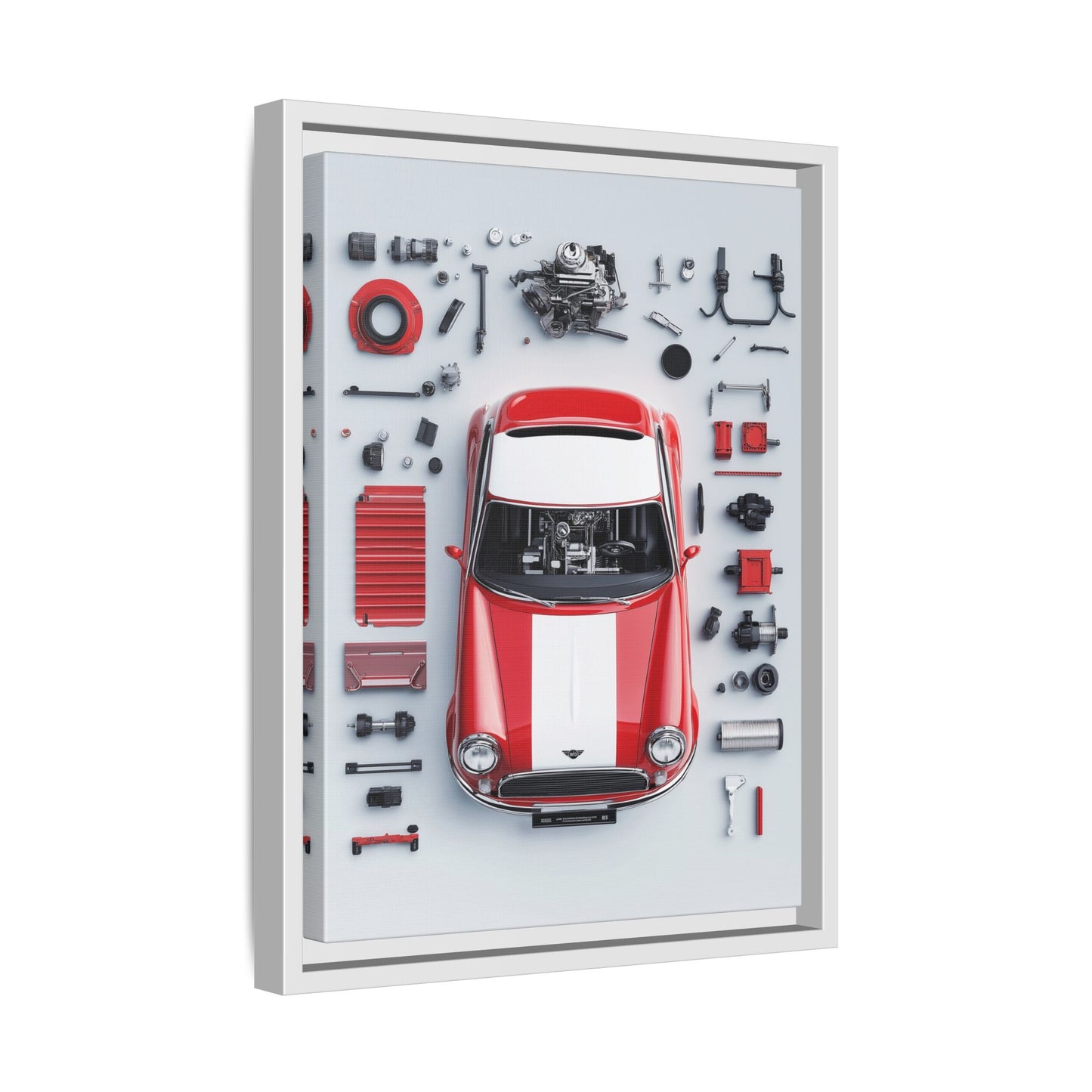 Mini Cooper Mod Framed Canvas