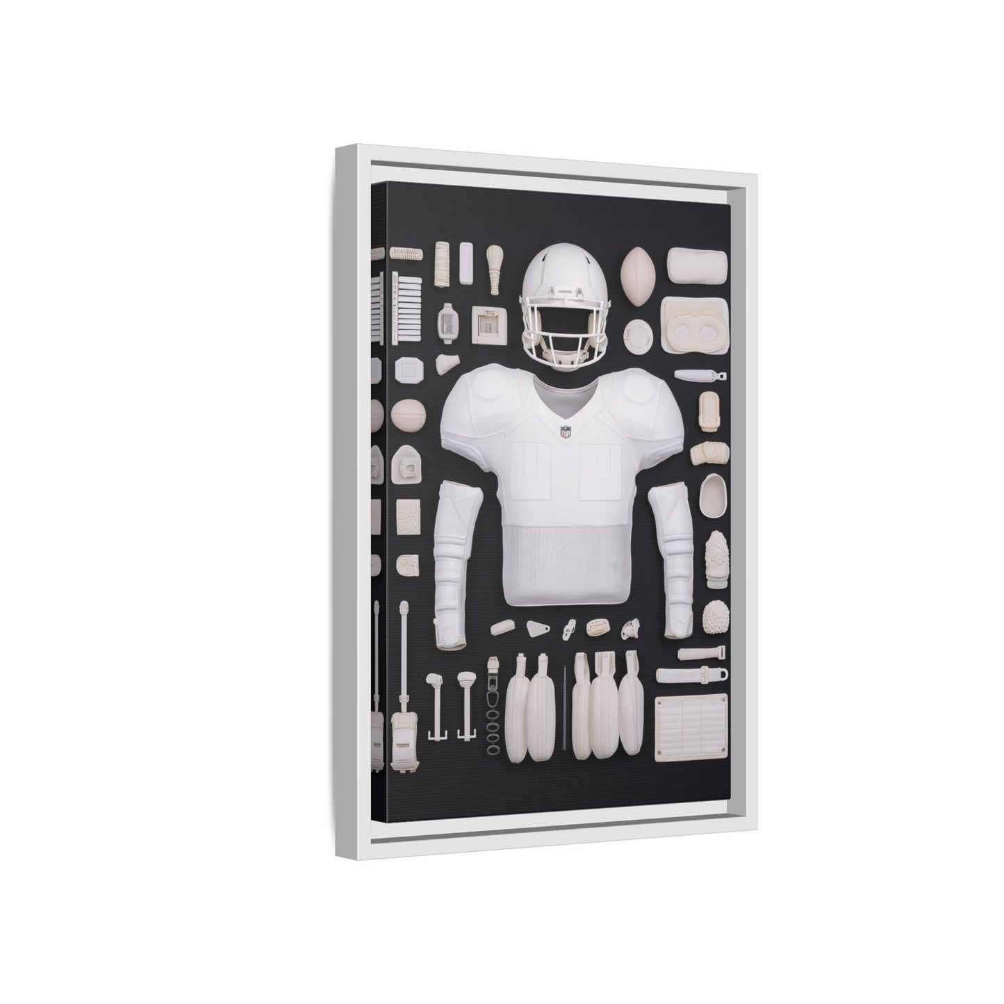 American Football Black Framed Canvas