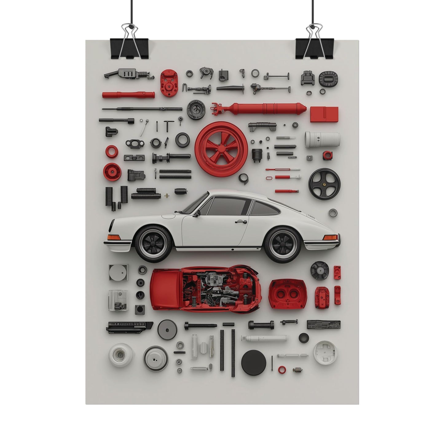 White Classic Porsche Rolled Poster