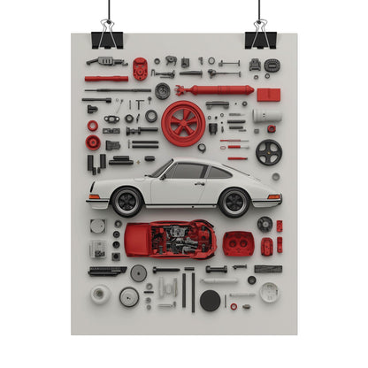White Classic Porsche Rolled Poster