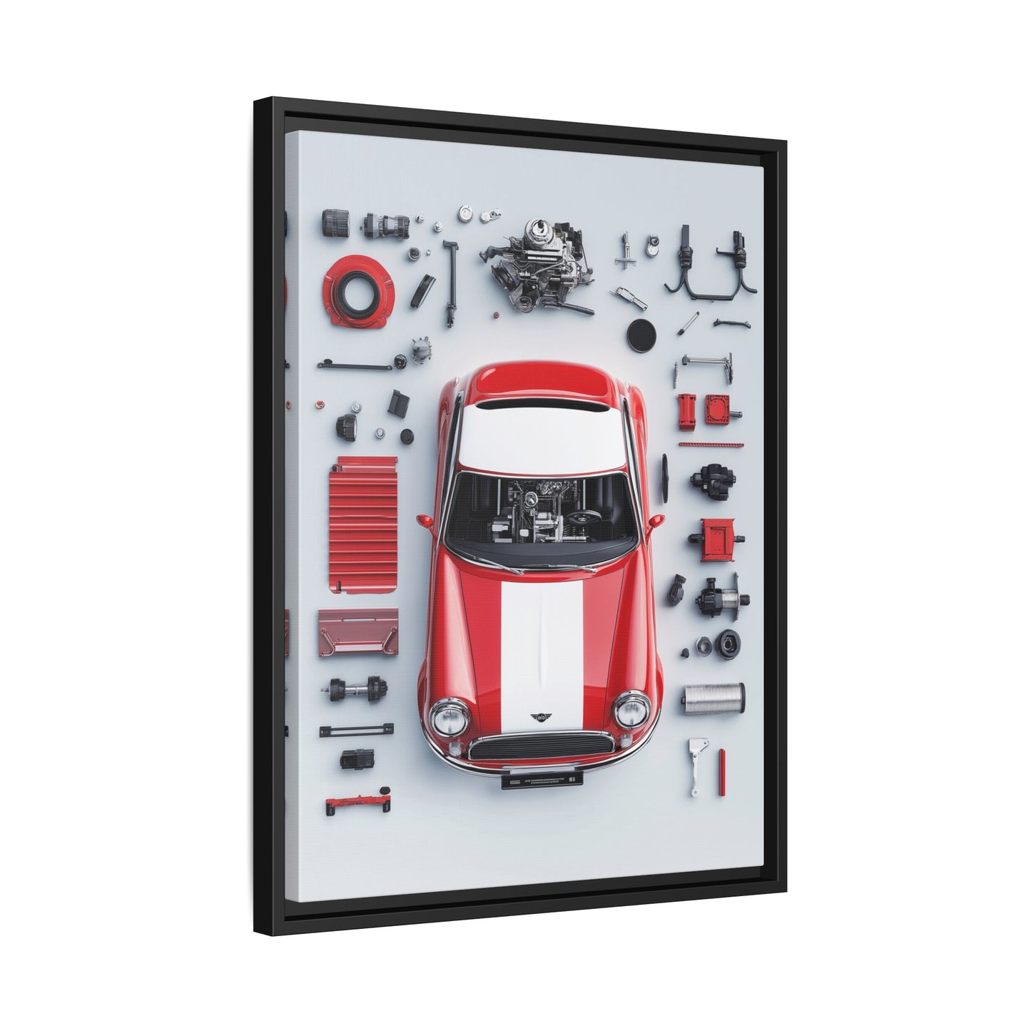 Mini Cooper Mod Framed Canvas