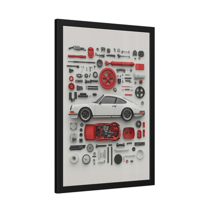 White Classic Porsche Framed Poster US