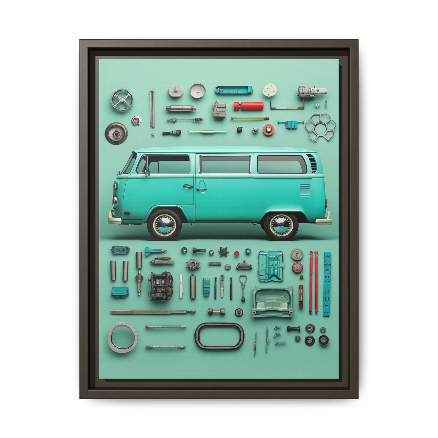 Blue Classic Van Framed Canvas