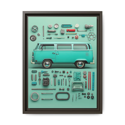Blue Classic Van Framed Canvas