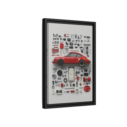 Red Classic Porsche Framed Canvas