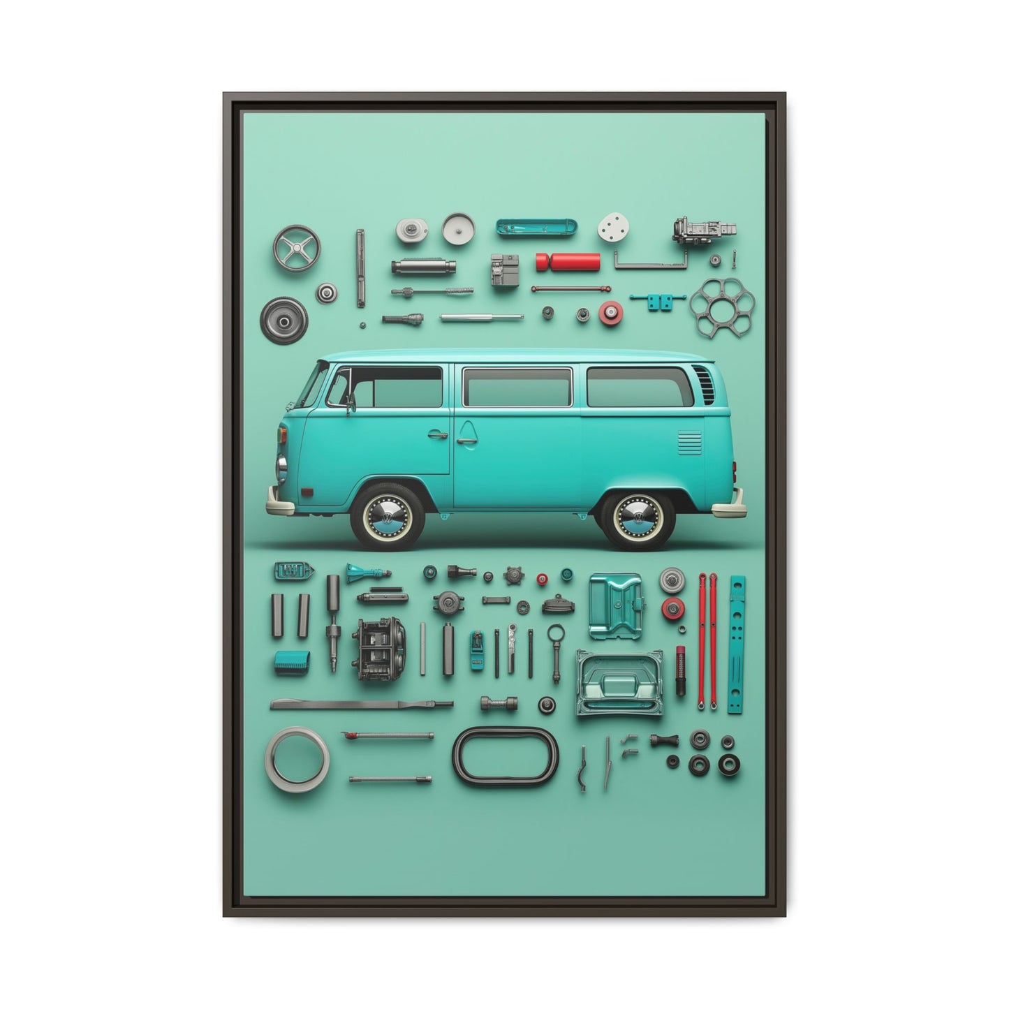 Blue Classic Van Framed Canvas