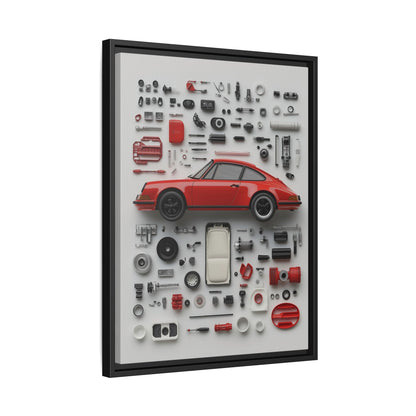 Red Classic Porsche Framed Canvas