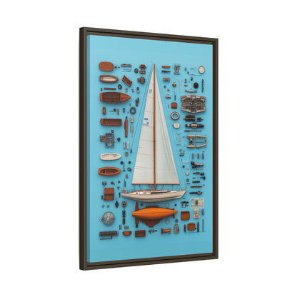Sailboat White Framed Canvas