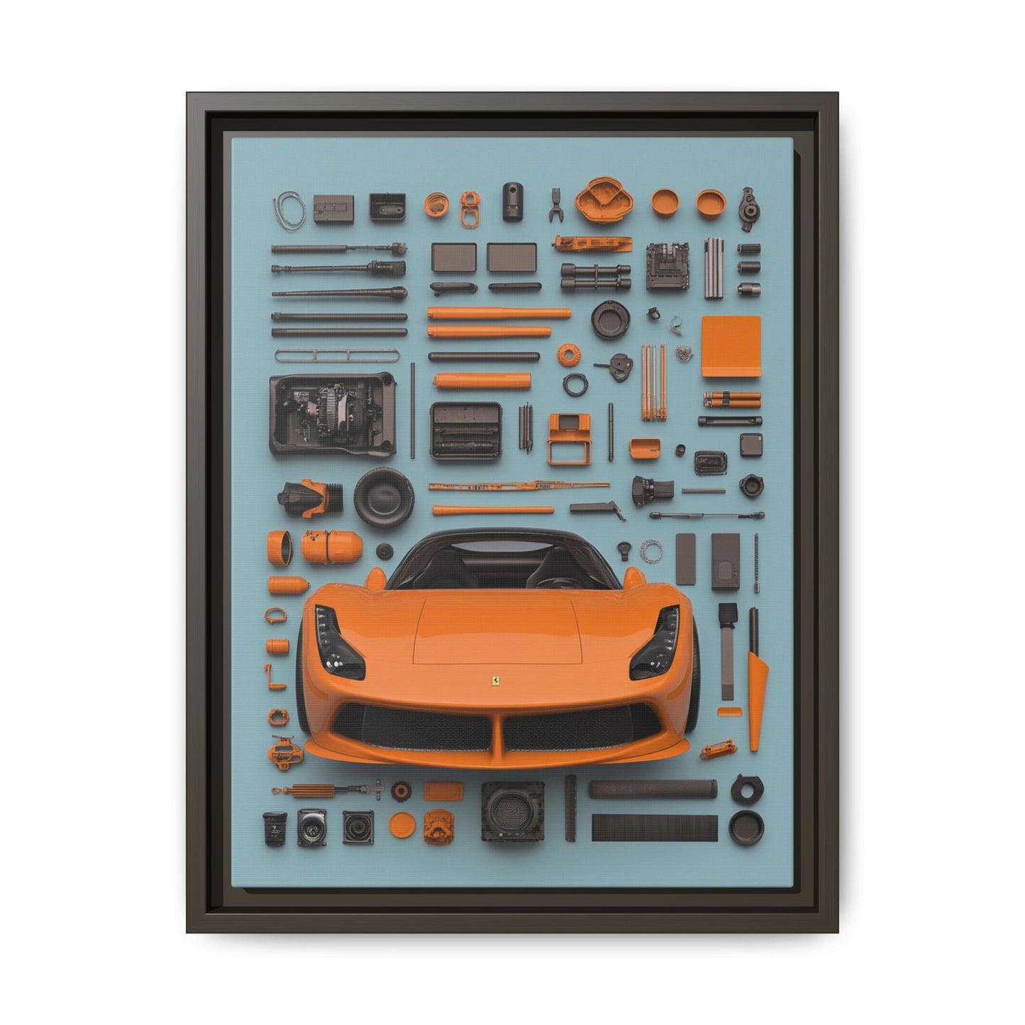 Orange Ferrari Framed Canvas