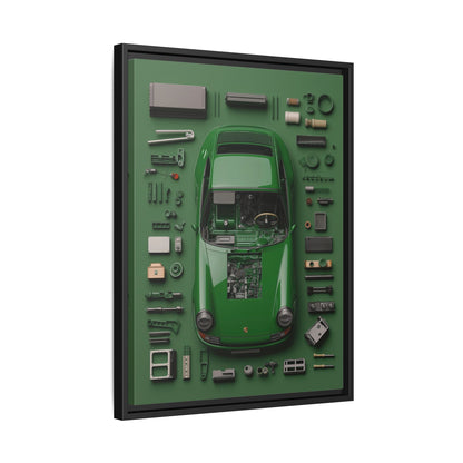 Green Classic Porsche Framed Canvas