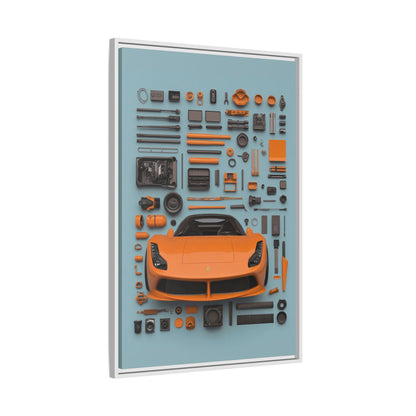 Orange Ferrari Framed Canvas