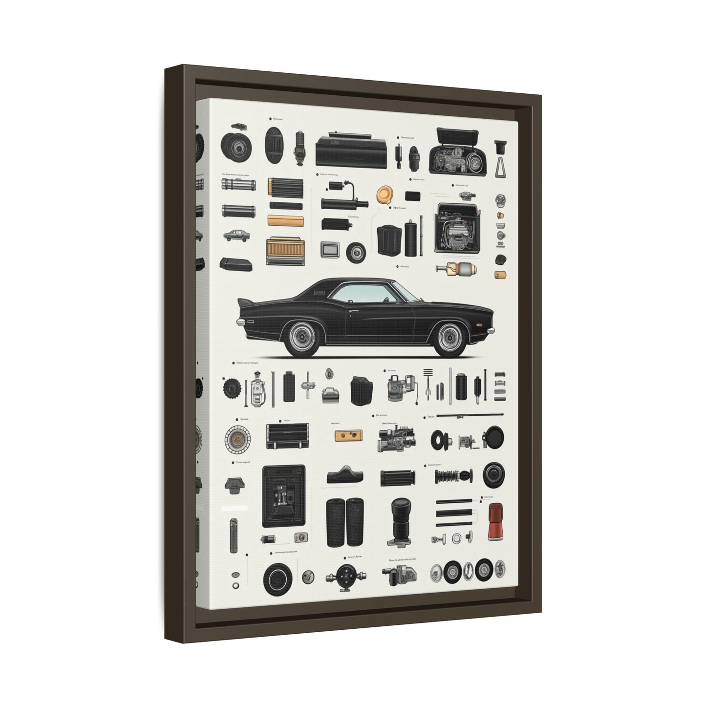 Black Mustang Framed Canvas