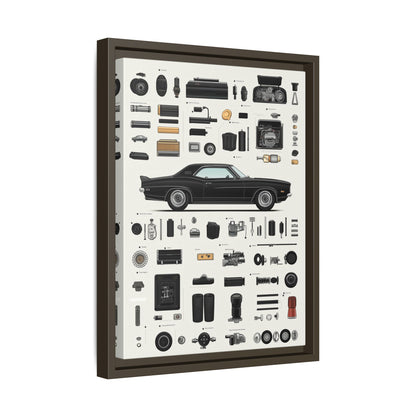 Black Mustang Framed Canvas