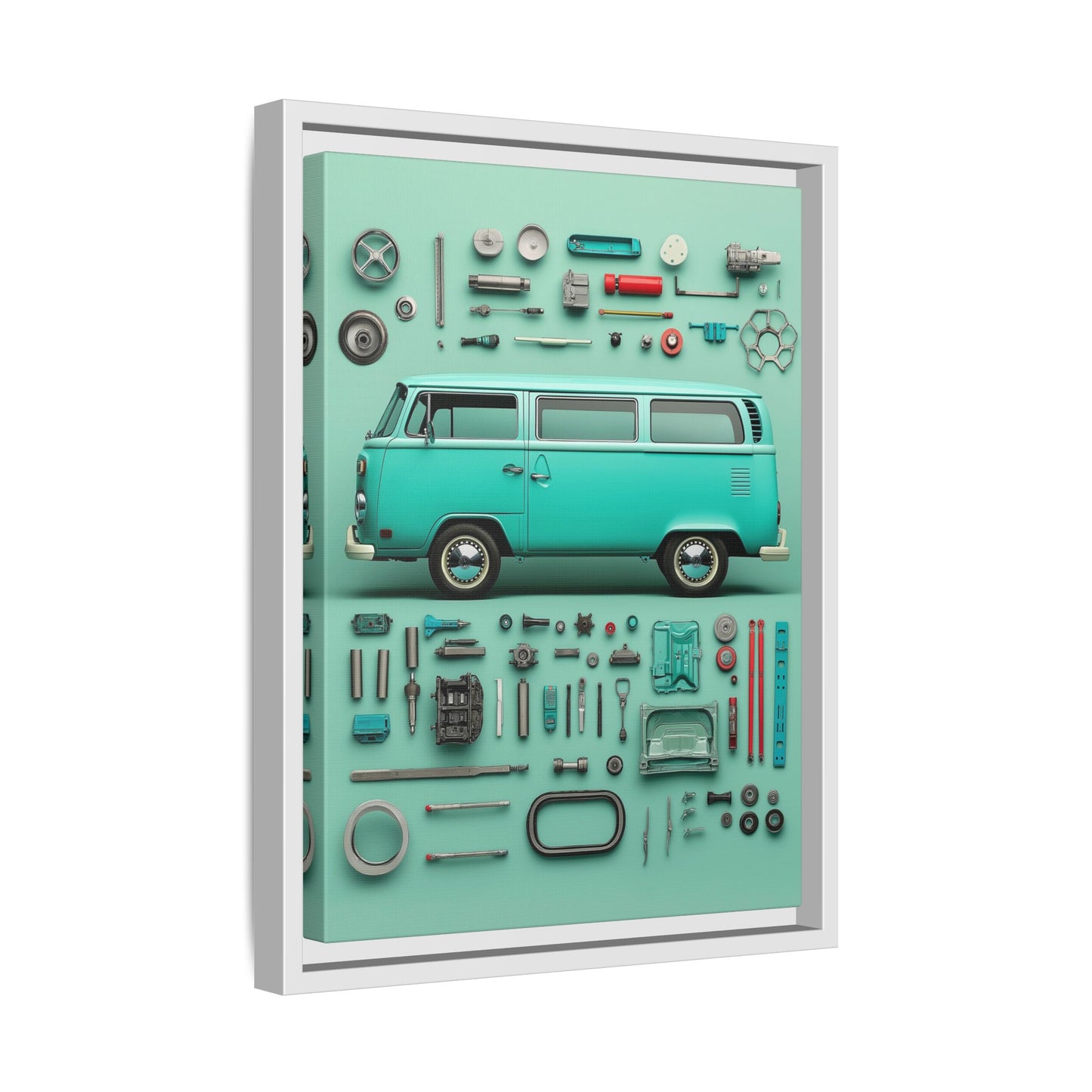 Blue Classic Van Framed Canvas